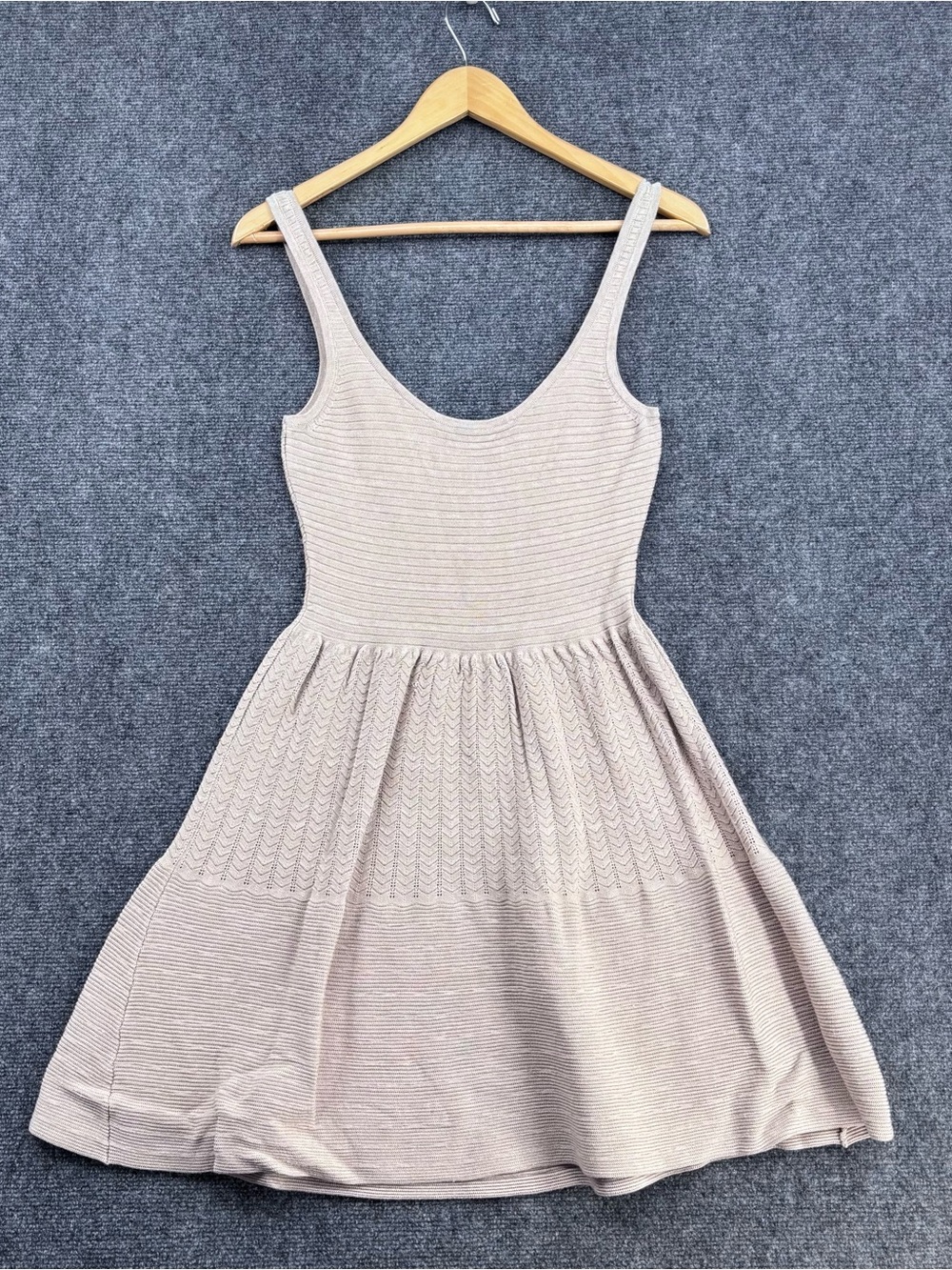 Victoria’s Secret Beige Sexy Fit & Flare Scoop Neck Ribbed Knit Sweater Dress M